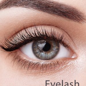 Extreme close-up of a woman's eye showing long, voluminous eyelashes and well-groomed eyebrows. The image promotes eyelash treatment, with the text 'Eyelash Treatment' displayed in the bottom right corner.