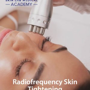 Client receiving radiofrequency skin tightening treatment on the face at Skin Lab Medical Academy.
